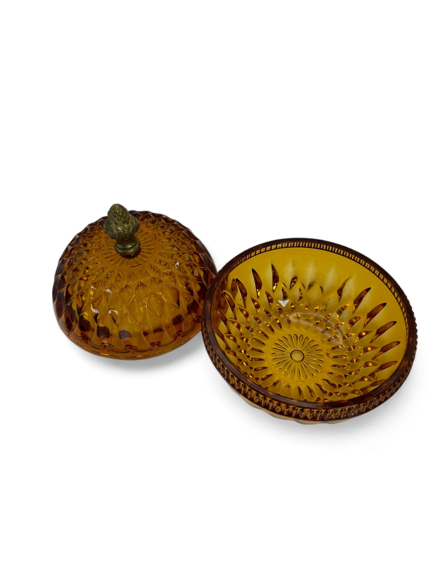 Vintage Indiana Glass Amber Glass Candy Dish