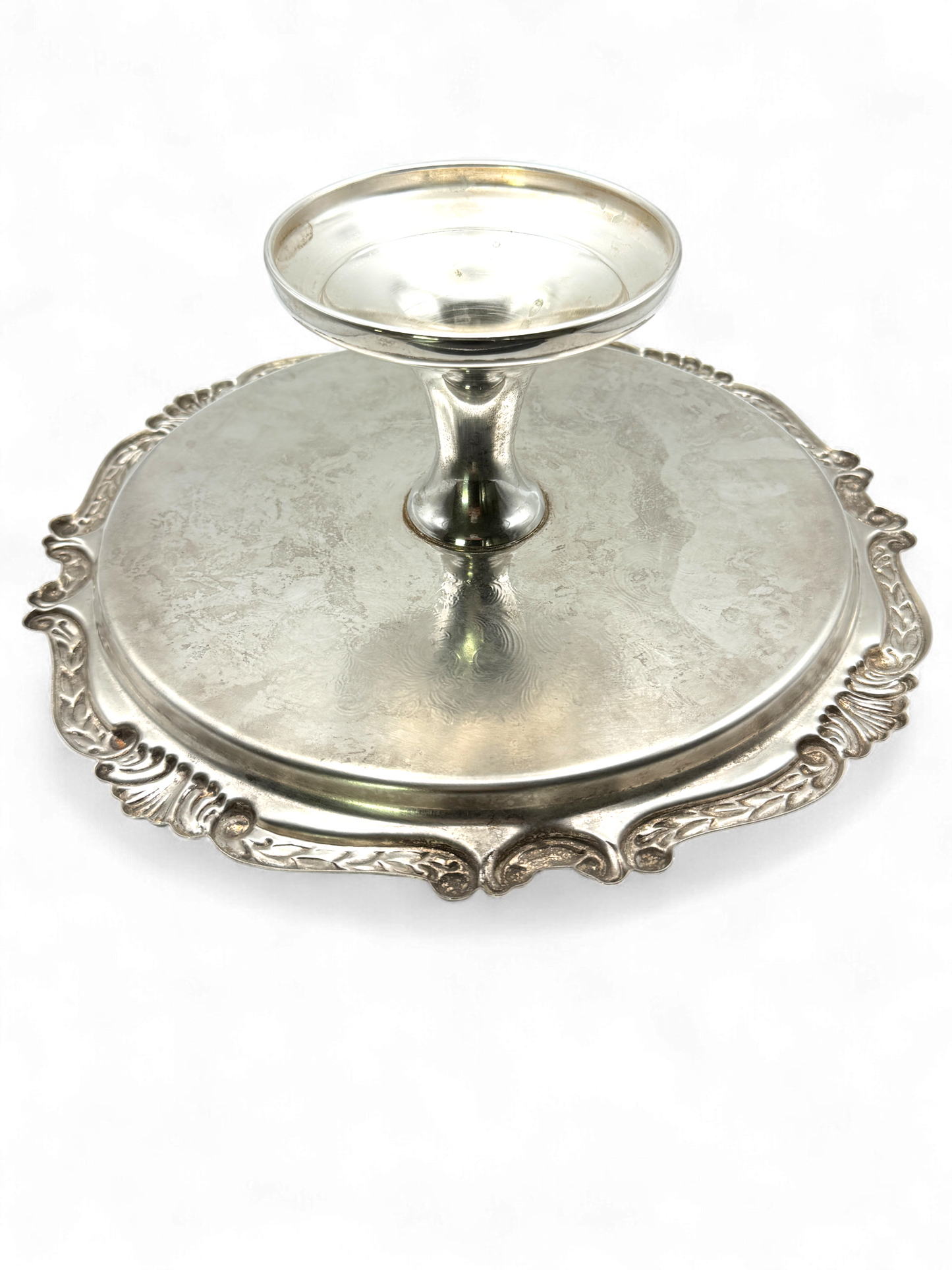 Vintage English Scroll Silverplate Cake Stand