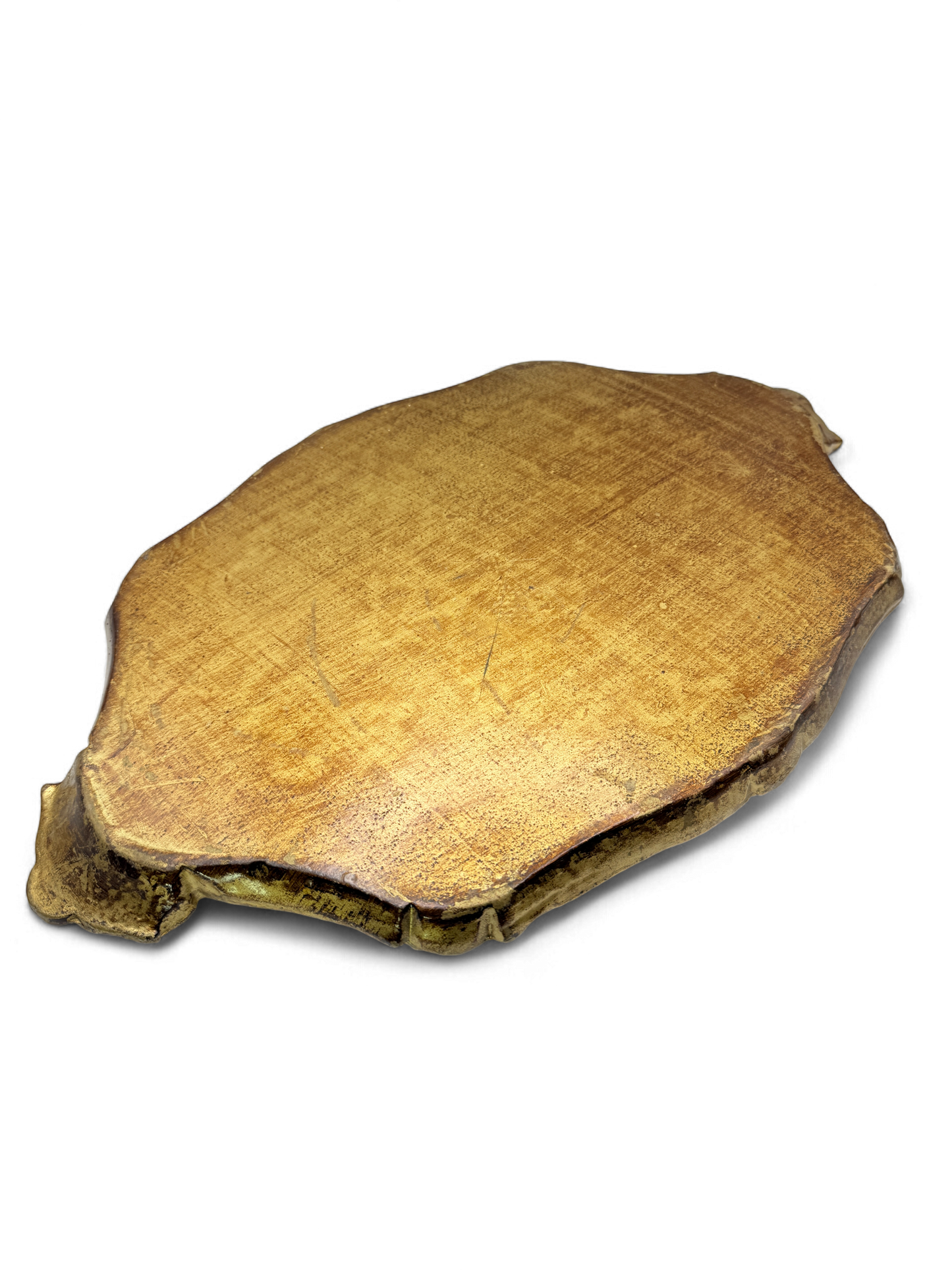 Vintage Florentine Gilt Wood Tray — Green, Gold & Red