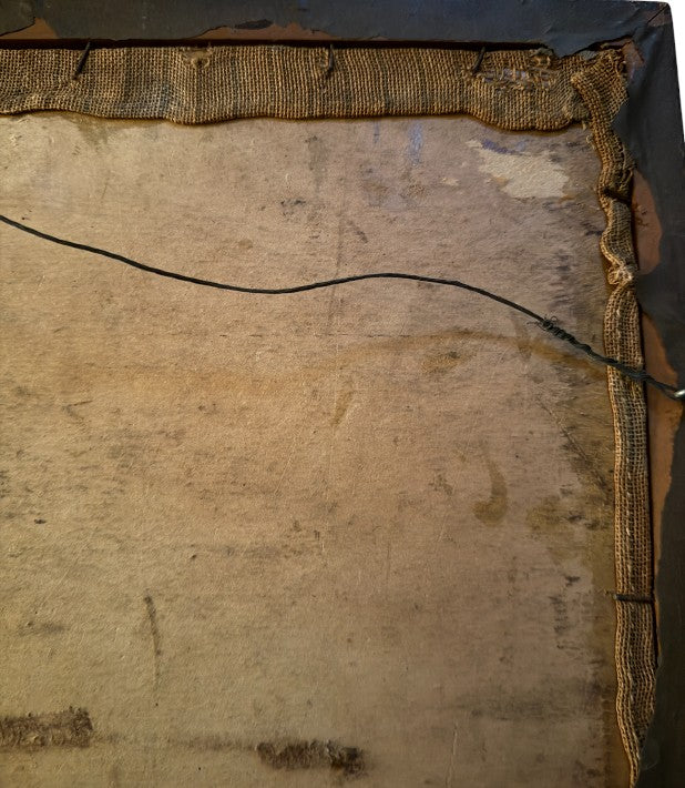 Vintage Framed Needlepoint – Romantic Courting Scene with Dog