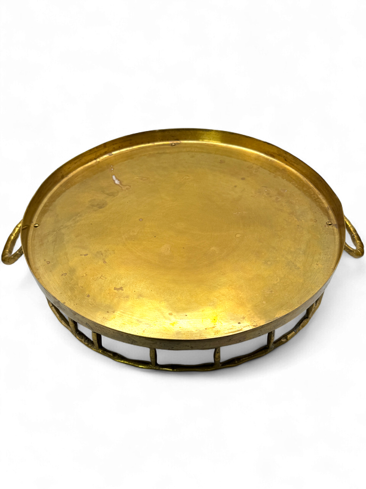 Vintage Hollywood Regency Style Brass Faux Bamboo Serving Tray