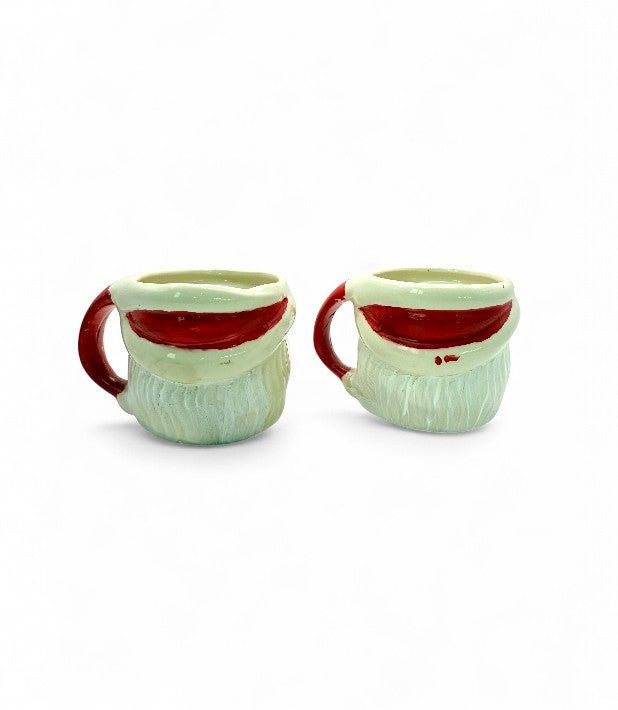 Vintage Japan Santa Claus Mugs – Hand-Painted Ceramic, 1950s Christmas Collectibles (Set of 2)