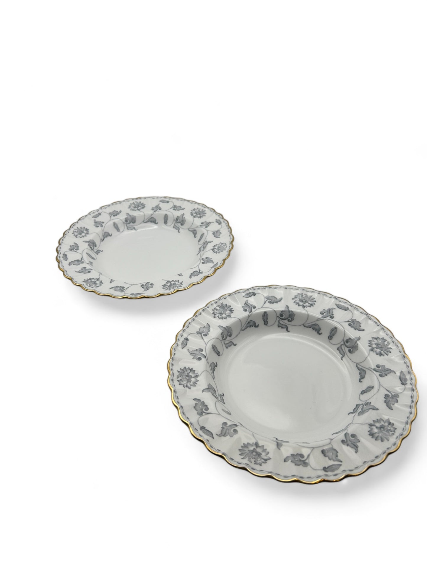 Vintage Spode Rim Soup Bowl Colonel Gray with Gold Trim