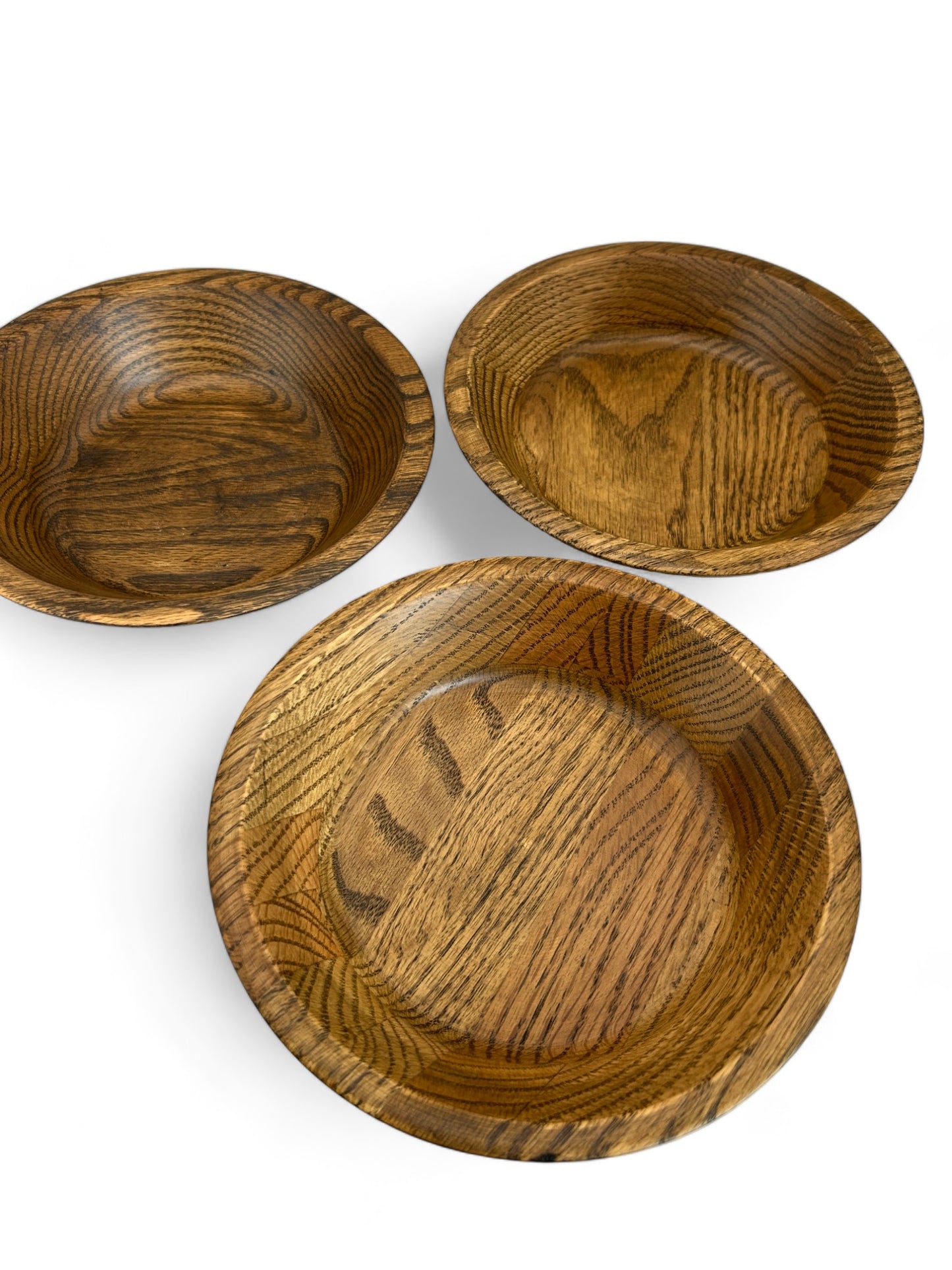 Vintage Walnut Wooden Large Serving Bowl With Six Bowls and Salad Tongs