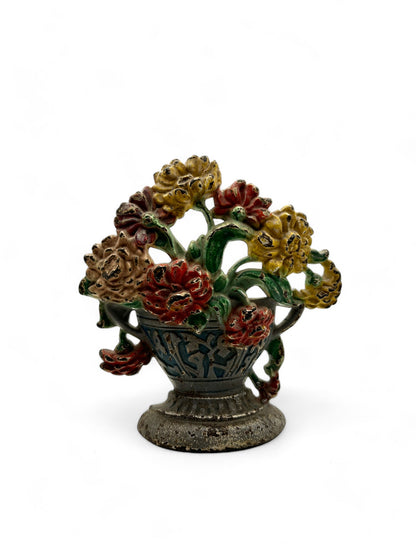 Antique Hubley Cast Iron Flower Basket Doorstop