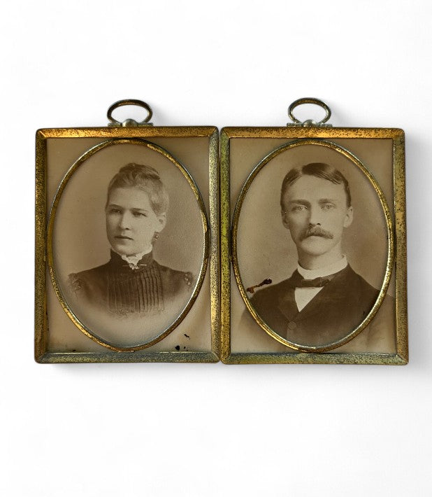 Antique Pair of Early 1900's Sepia Toned Portraits