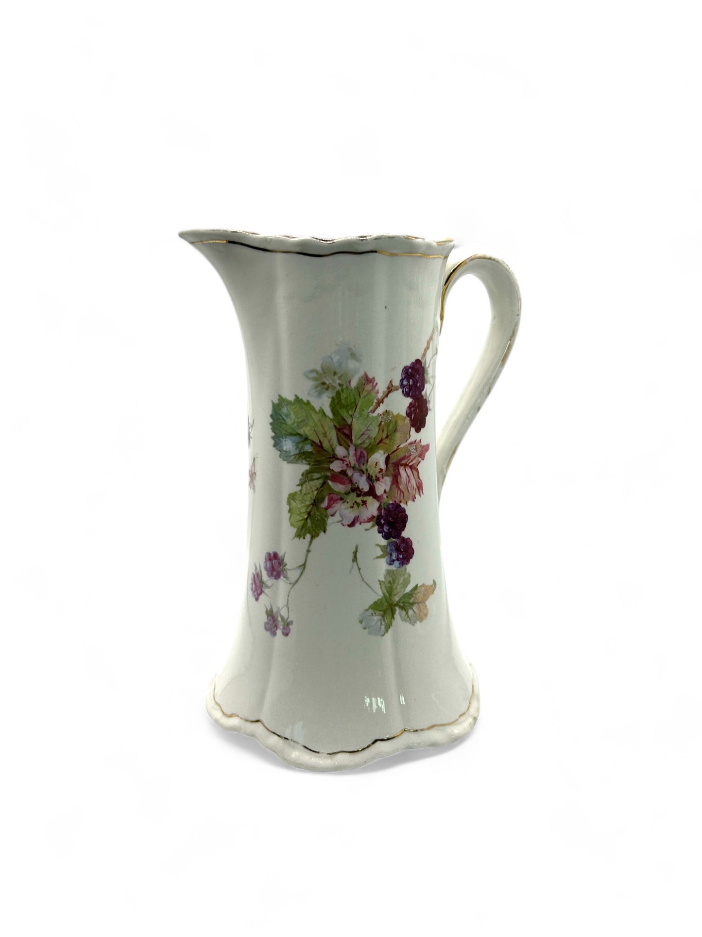 Antique Sevres Porcelain Pitcher With Black berries
