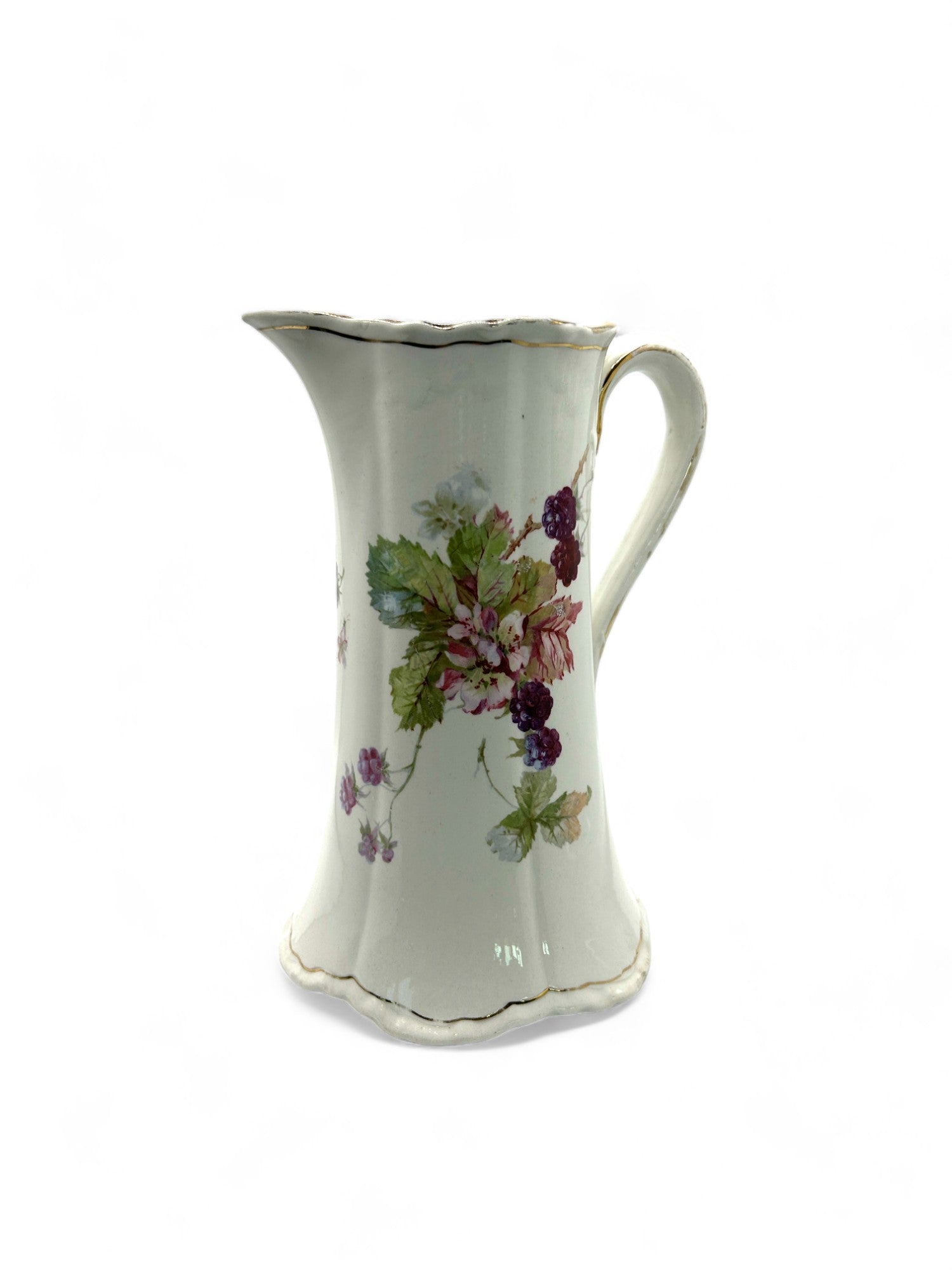 Antique Sevres Porcelain Pitcher With Black berries
