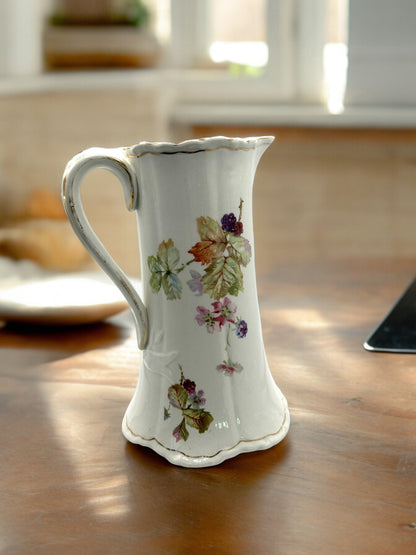 Antique Sevres Porcelain Pitcher With Black berries