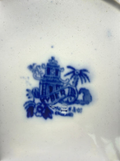 Antique W. Adams & Co. Kyber Flow Blue Ironstone Plate