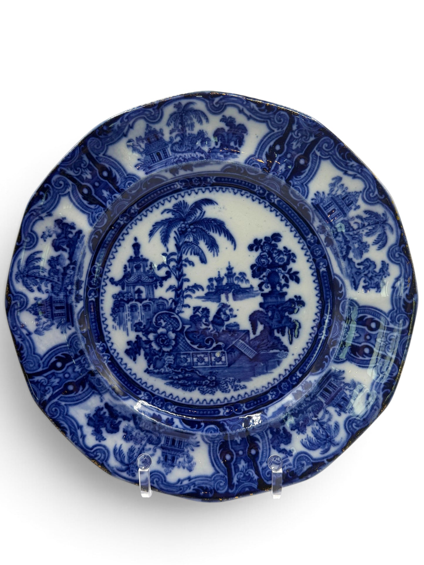 Antique W. Adams & Co. Kyber Flow Blue Ironstone Plate