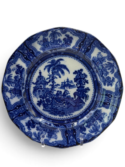 Antique W. Adams & Co. Kyber Flow Blue Ironstone Plate