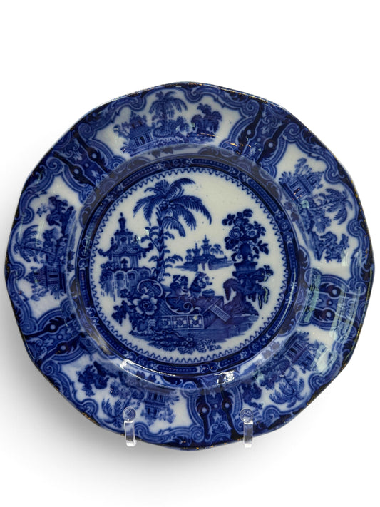 Antique W. Adams & Co. Kyber Flow Blue Ironstone Plate