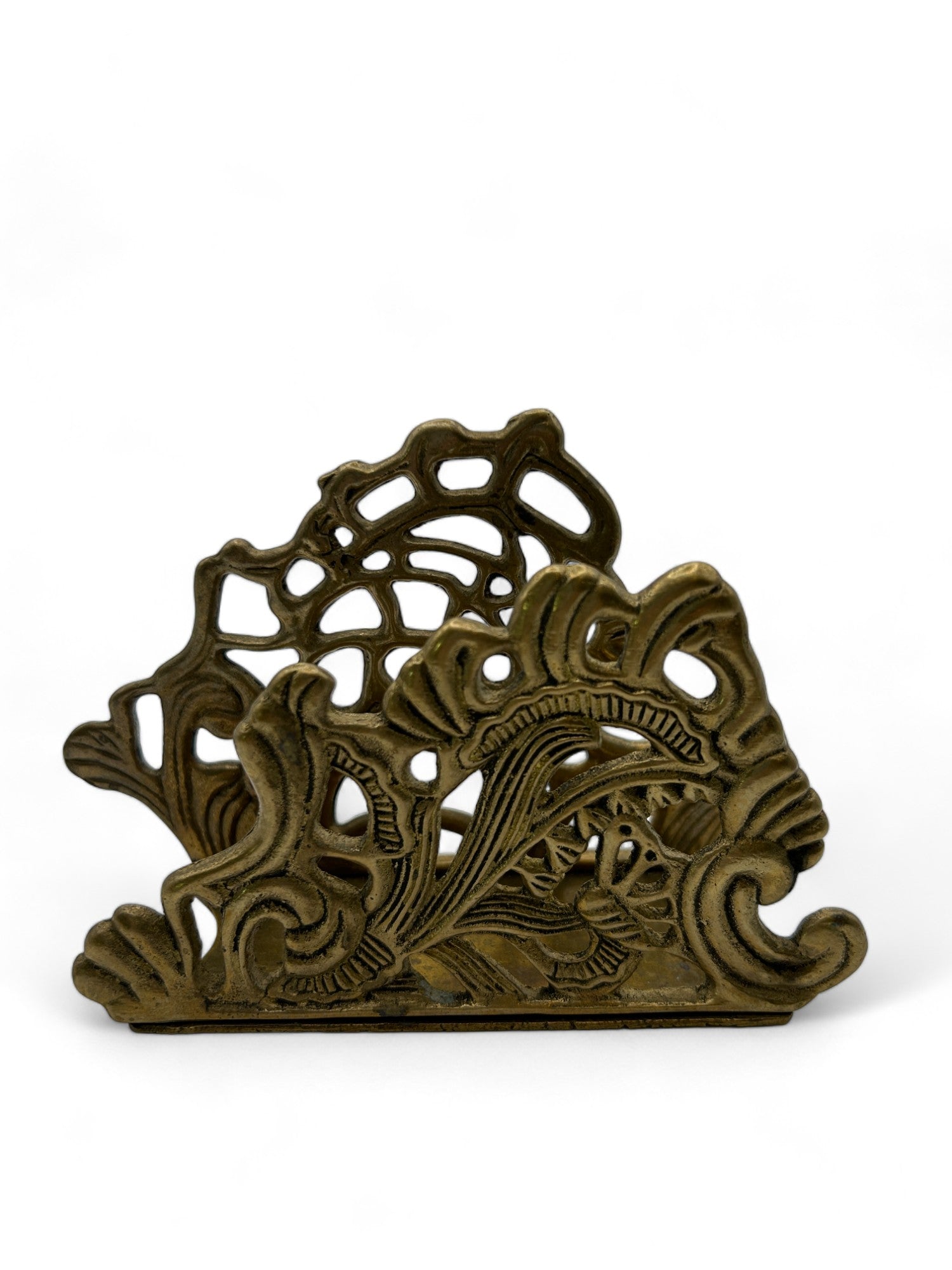 Art Nouveau Ornate Brass Napkin Holder