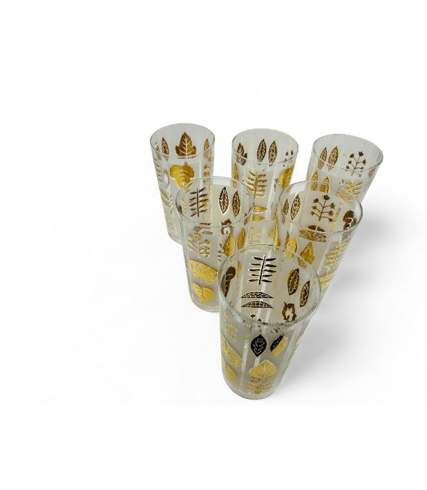 Century Gold Leaves on Amber Glass Drink 