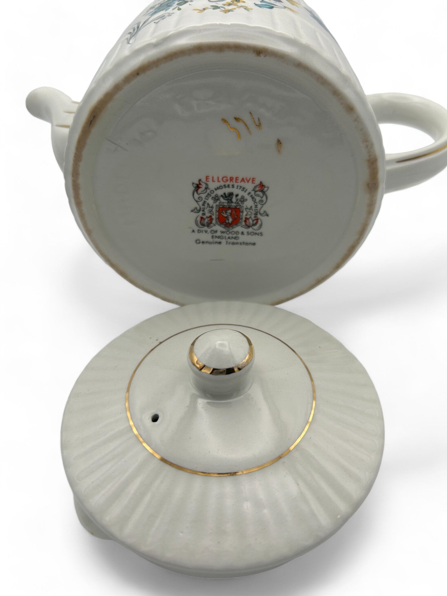 Ironstone Wood Son Blue Florals Teapot