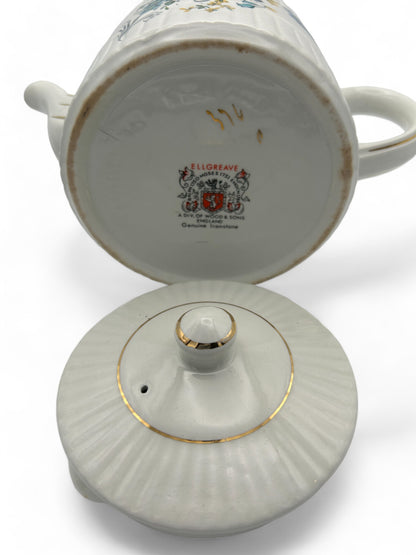 Ironstone Wood Son Blue Florals Teapot