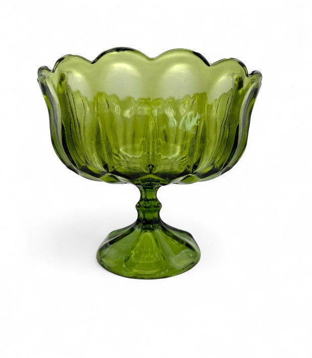Fairfield Avocado Green Round Compote Vintage Tableware
