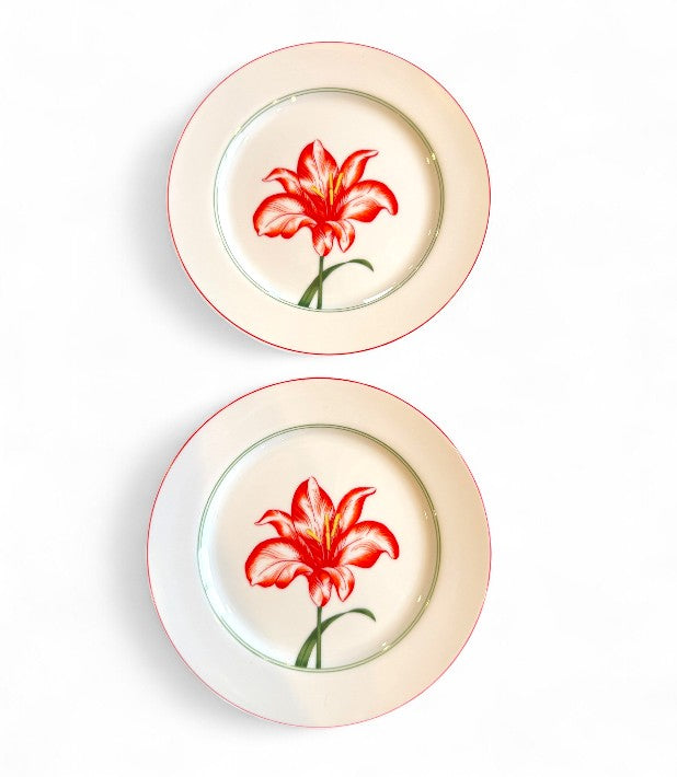 Fitz and Floyd “Fluere Rouges” Salad Plates – Set of 8 - Vintage Tableware