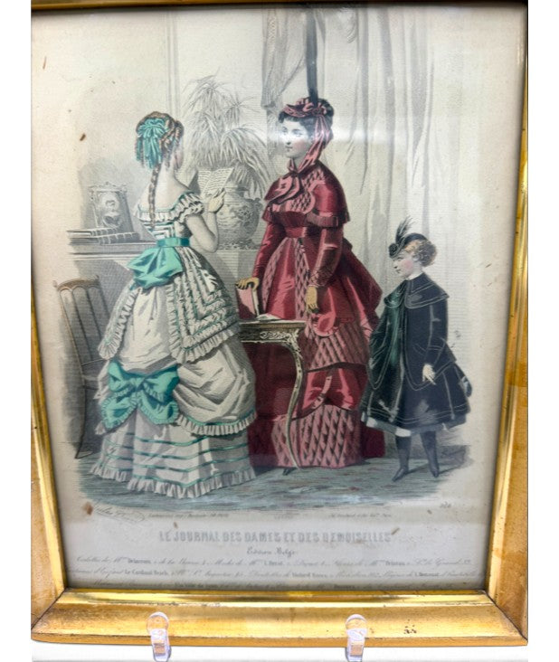 Framed Antique French Fashion Plate — Le Journal des Dames et des Demoiselles