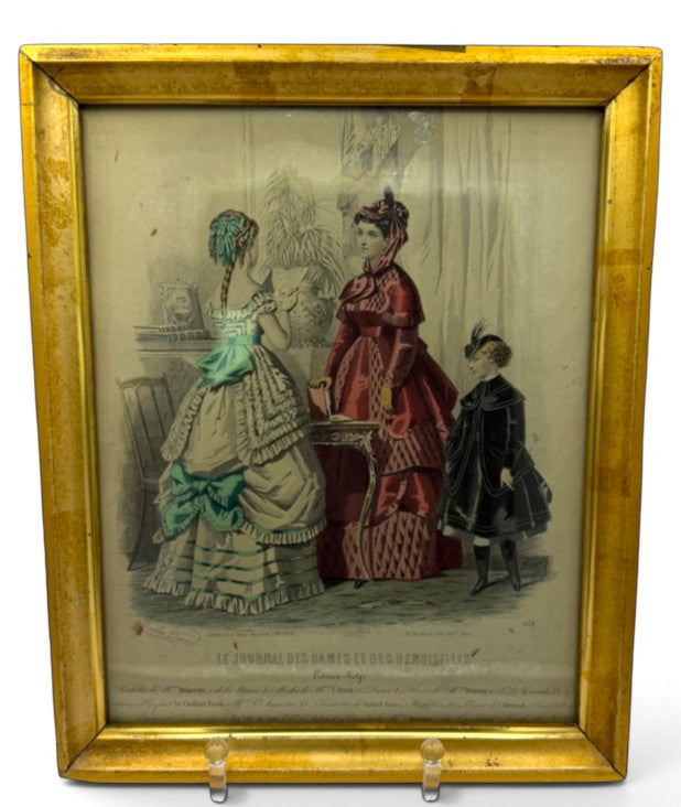Framed Antique French Fashion Plate — Le Journal des Dames et des Demoiselles