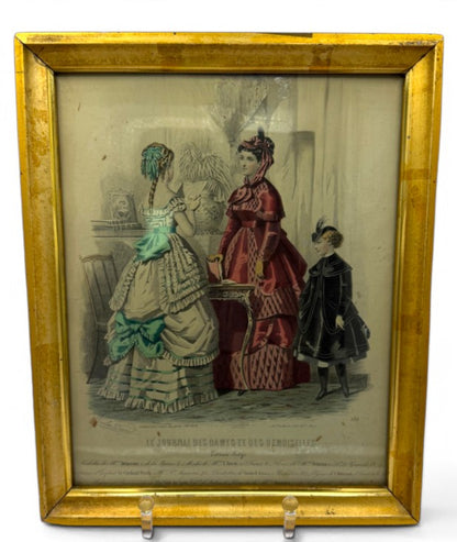 Framed Antique French Fashion Plate — Le Journal des Dames et des Demoiselles