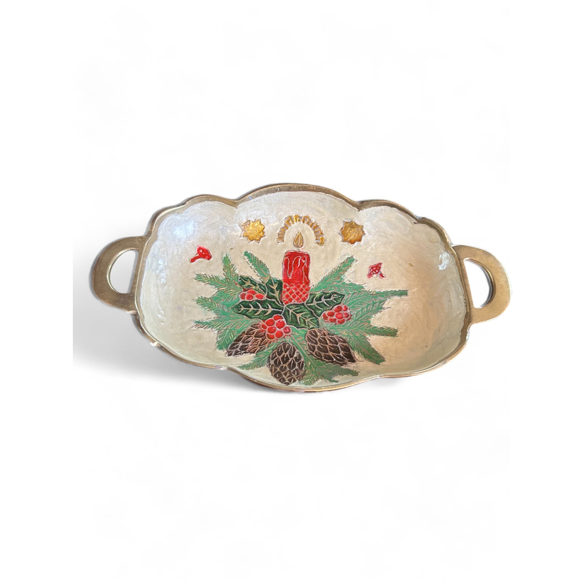  Christmas Brass and Enamel Tray