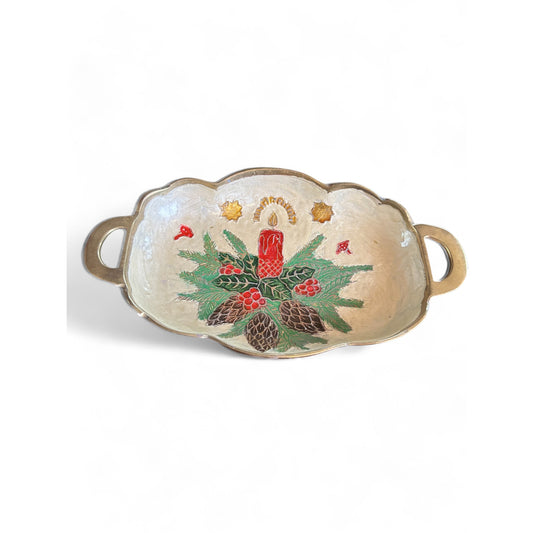  Christmas Brass and Enamel Tray