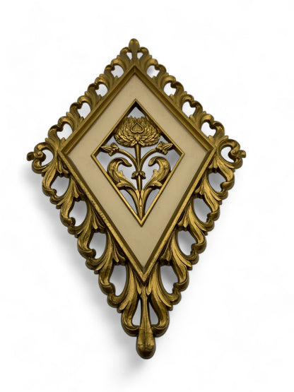 Hollywood Regency Gold Flower Wall Plaque Hangings