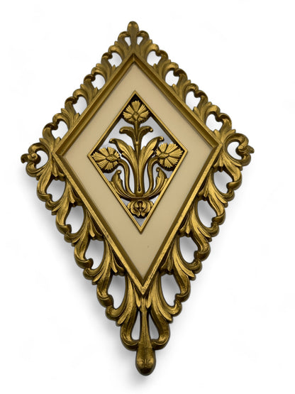 Hollywood Regency Gold Flower Wall Plaque Hangings