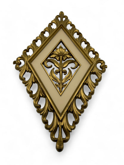 Hollywood Regency Gold Flower Wall Plaque Hangings