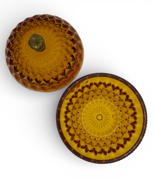 Vintage Indiana Glass Amber Glass Candy Dish
