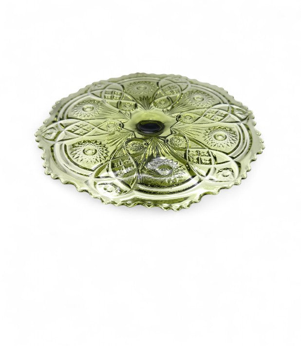 Imperial Glass Avocado Green Cake Plate Vintage Tableware