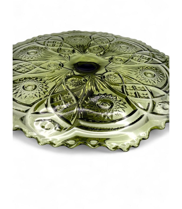 Imperial Glass Avocado Green Cake Plate Vintage Tableware