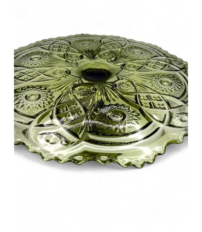 Imperial Glass Avocado Green Cake Plate Vintage Tableware