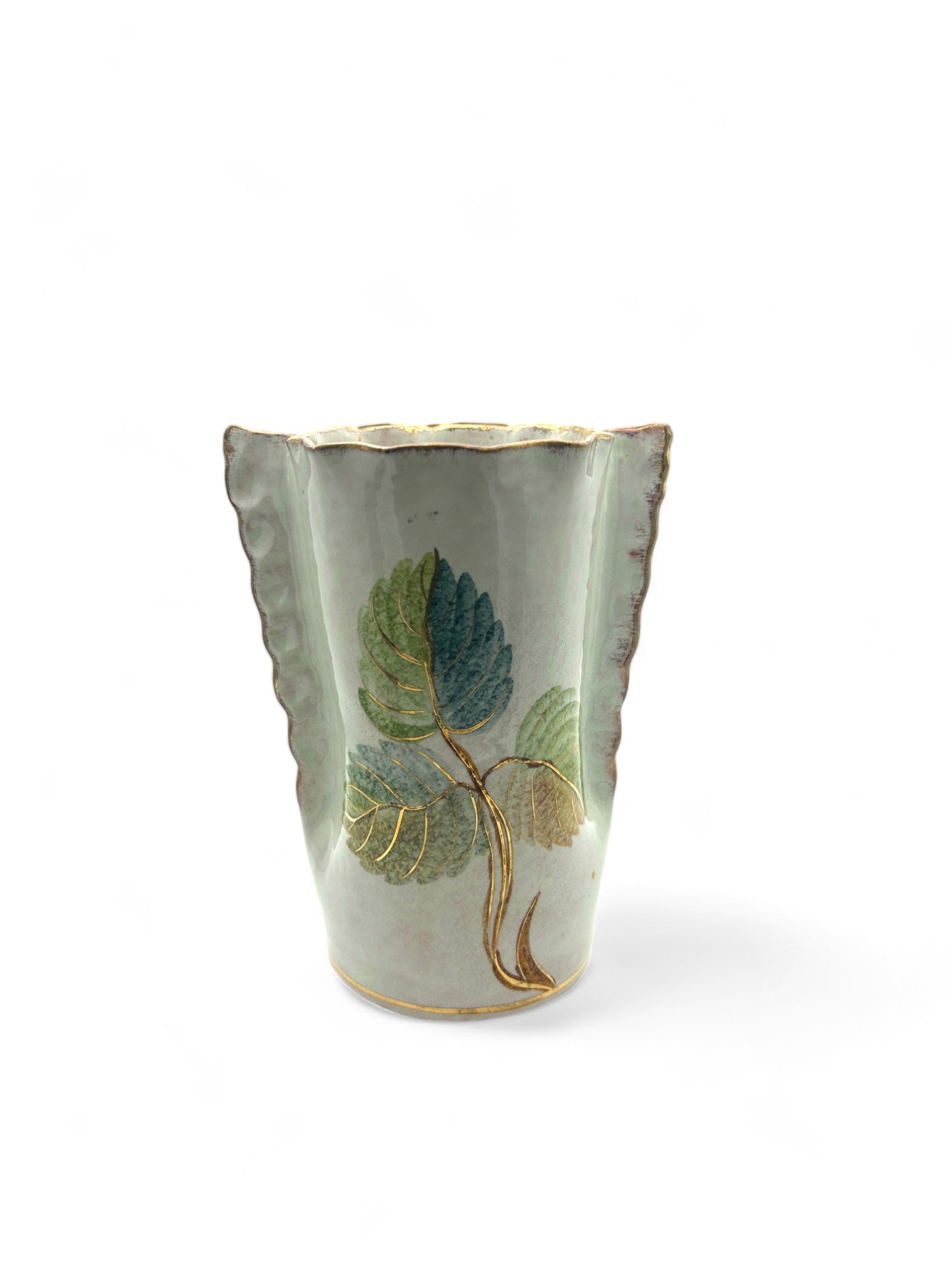 Pottery Vase With Gold Trim