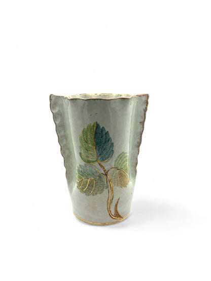 Pottery Vase With Gold Trim