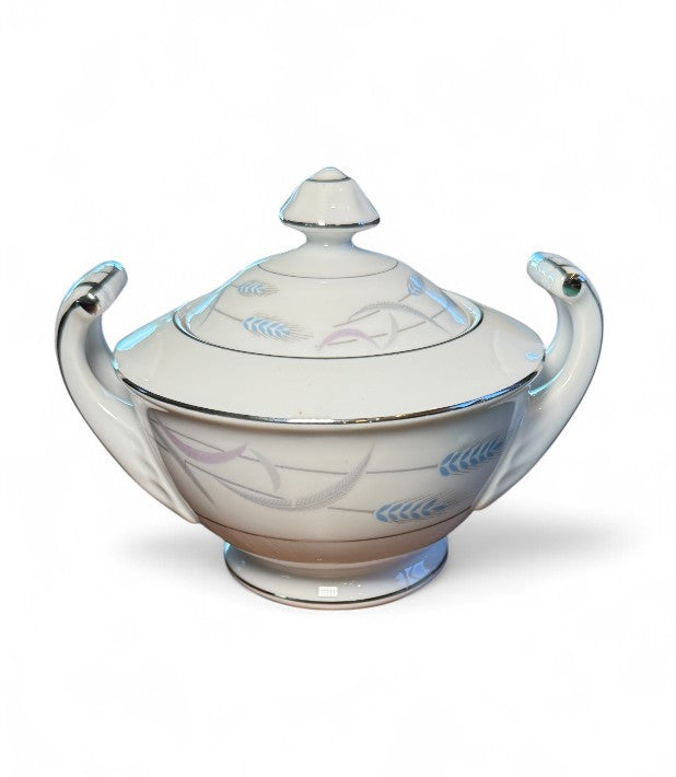 MCM Valmont China Royal Wheat & Moonlight Covered Sugar Bowl - Vintage Tableware