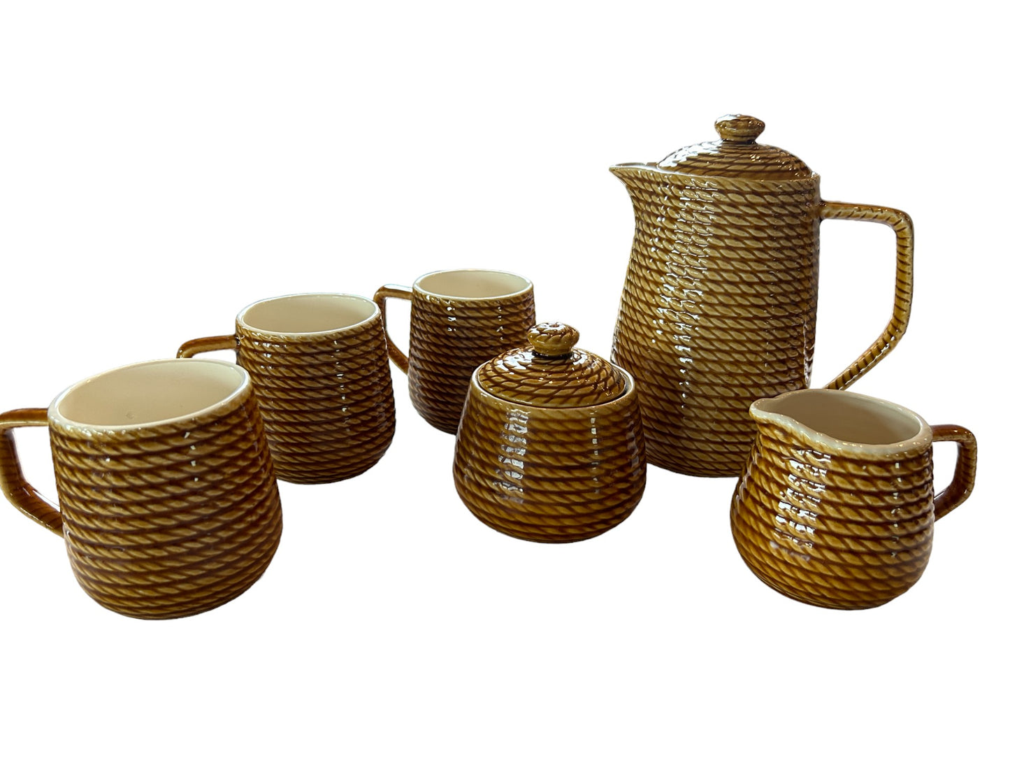 Royal Sealy Rope Ceramic Tea Set With Creamer and Sugar