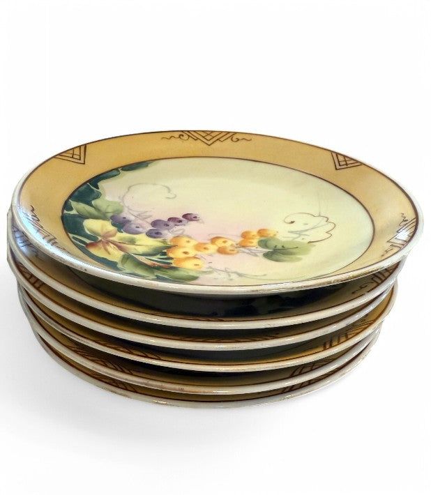 Set of 6 Vintage Hand-Painted Nippon China Plates – Grapes of Glam