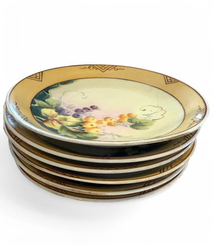 Set of 6 Vintage Hand-Painted Nippon China Plates – Grapes of Glam