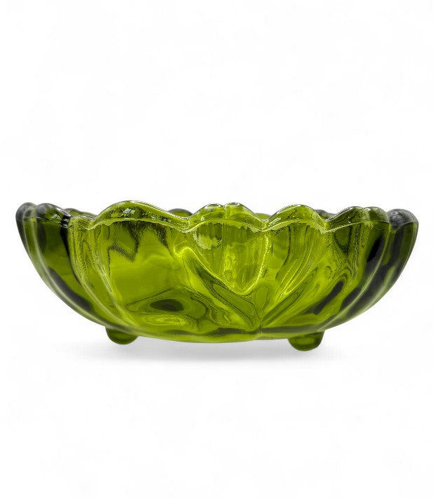 Vintage 1970s Indiana Glass Sunflower Green Footed Bowl –Vintage Tableware