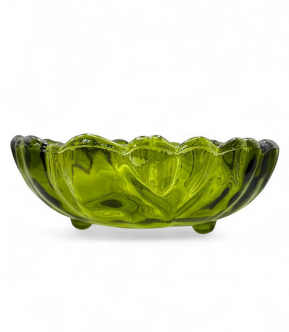 Vintage 1970s Indiana Glass Sunflower Green Footed Bowl –Vintage Tableware