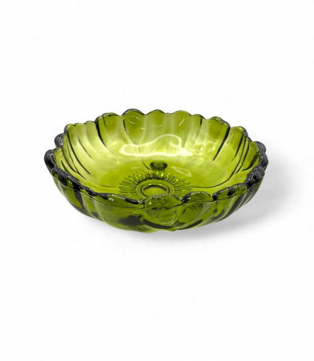 Vintage 1970s Indiana Glass Sunflower Green Footed Bowl –Vintage Tableware