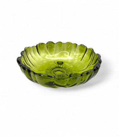 Vintage 1970s Indiana Glass Sunflower Green Footed Bowl –Vintage Tableware