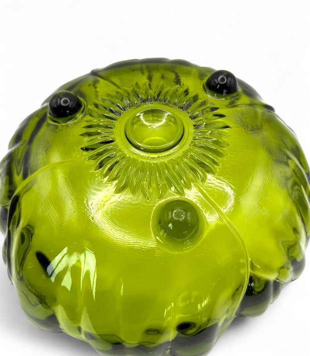 Vintage 1970s Indiana Glass Sunflower Green Footed Bowl –Vintage Tableware