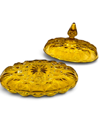Vintage Anchor Hocking "Fairfield" Amber Glass Covered Butter Dish