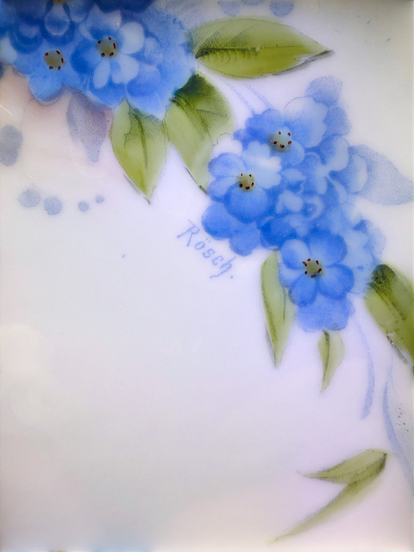 Vintage Bavaria Rosch Blue Floral Handled Cake Plate