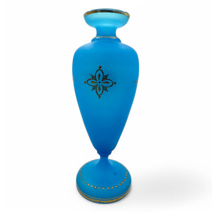 Blue Opaline Glass Tall Vase