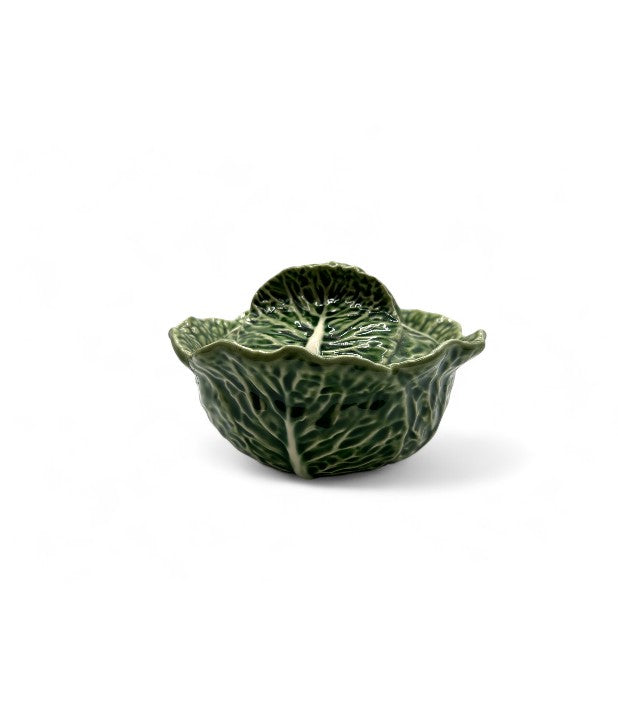 Vintage Bordallo Cabbage Green Small Tureen Lid With Plate
